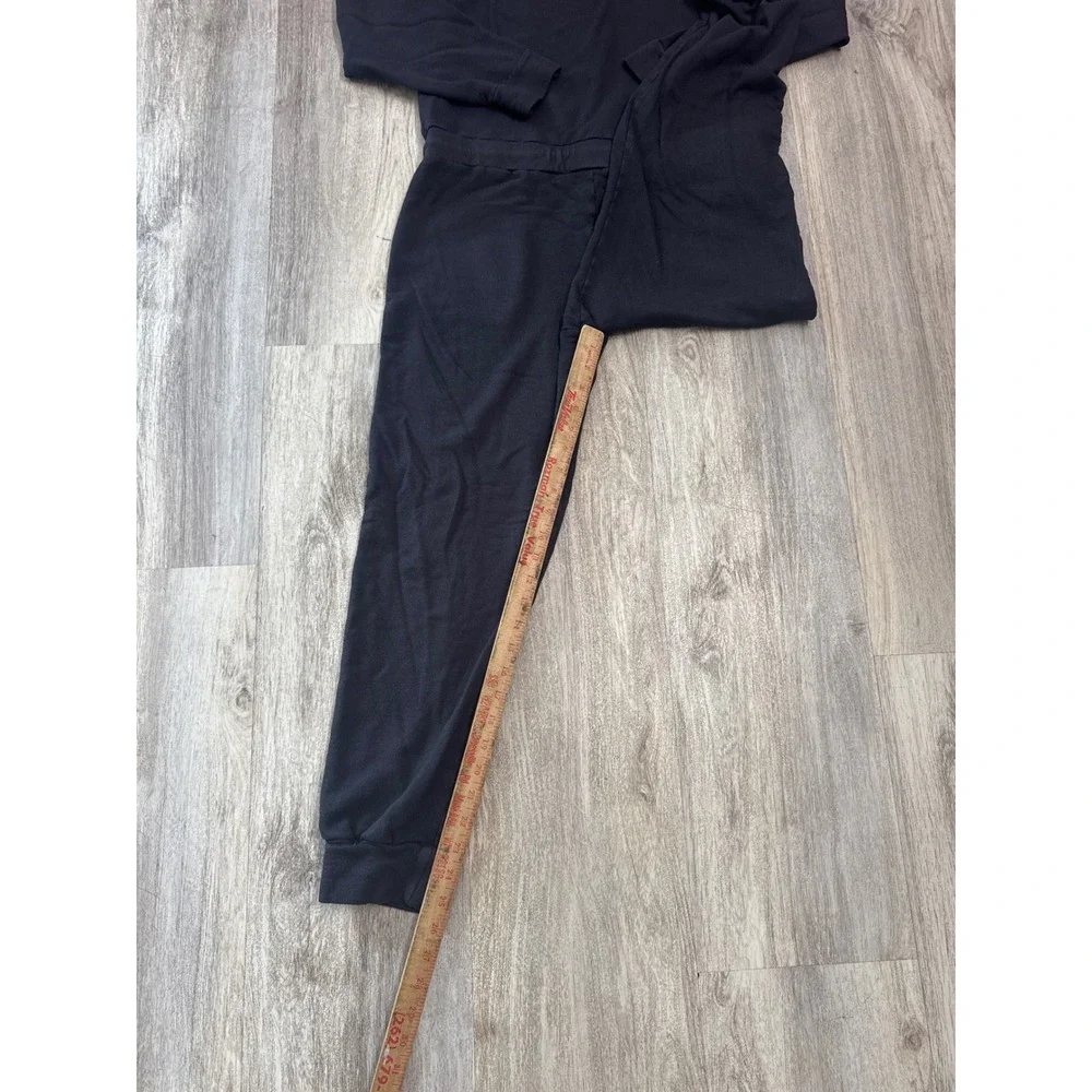 Monrow Supersoft Fleece Hooded Jumpsuit  Womens XL Charcoal Black Zip Up